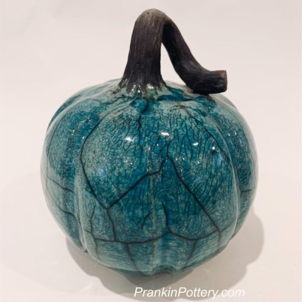Raku Pumpkin Turquoise Crackle